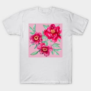 Peonies on pink T-Shirt